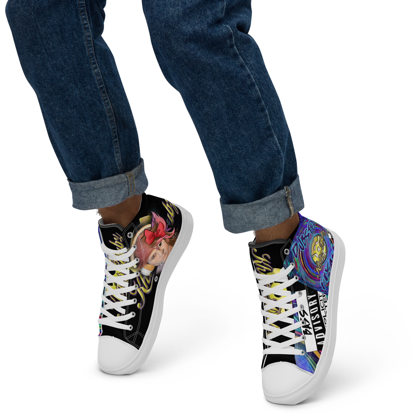 Dubstep Fiyah Men’s high top canvas shoes