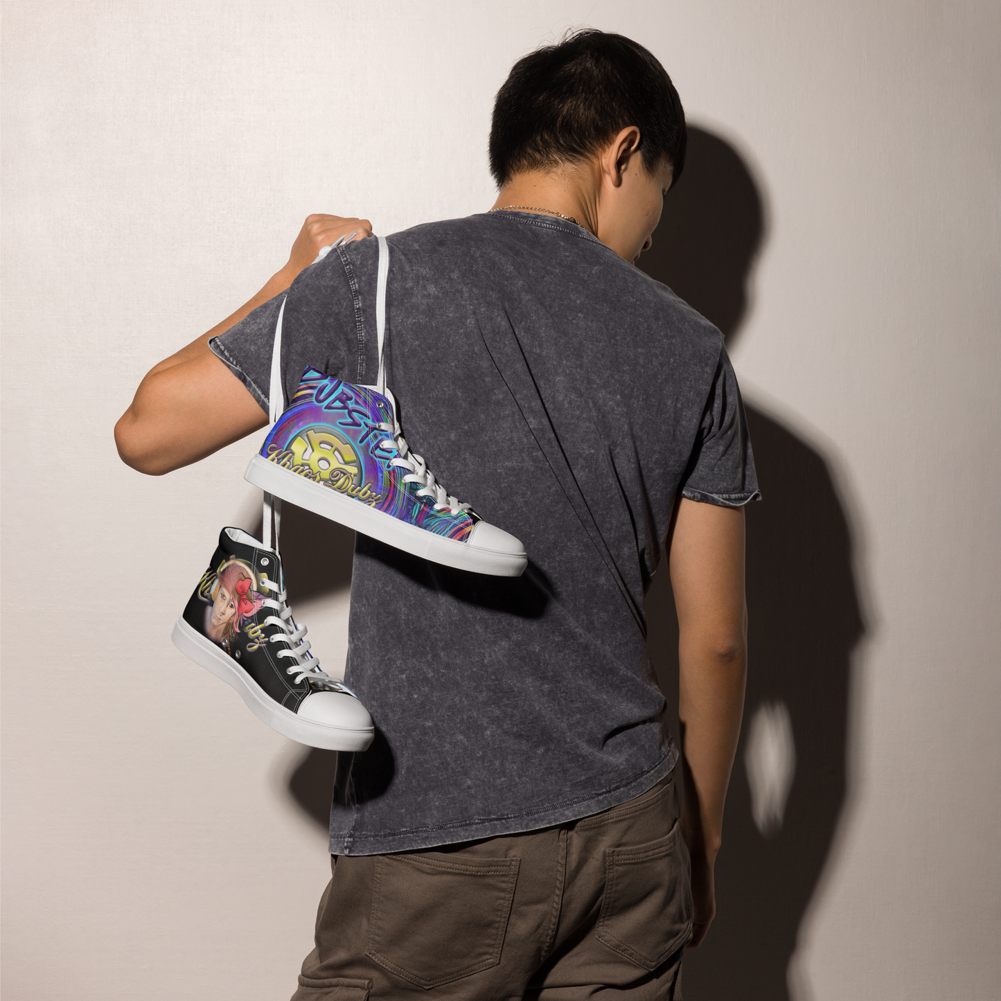 Dubstep Fiyah Men’s high top canvas shoes