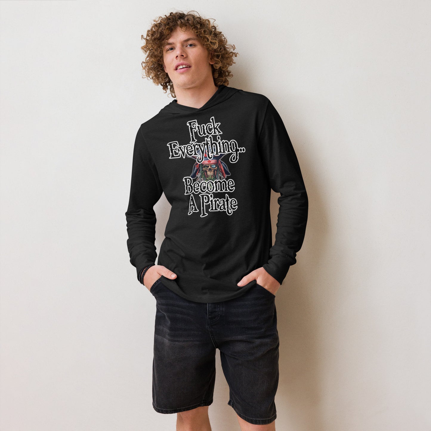 Become A Pirate Hooded long-sleeve tee