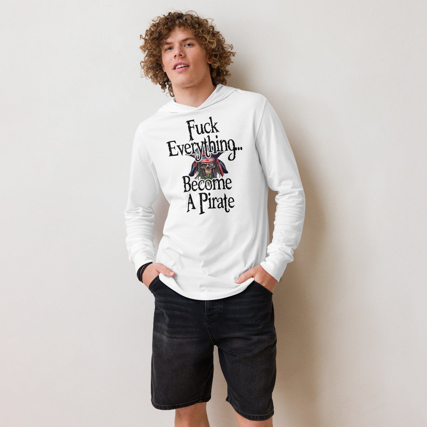 Become A Pirate Hooded long-sleeve tee